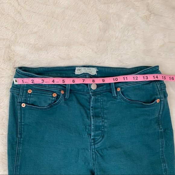 Free People high rise teal skinny/straight jeans *read description* - Picture 5 of 9